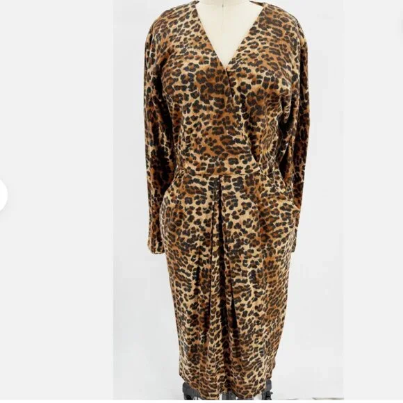 Jackie Bernard for EKLEKTIC Animal Print Wrap Dress MOD WIFE Sz 8 USA - Picture 7 of 7